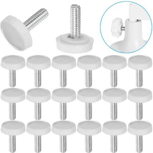 Tornillo de pulgar roscado M4 – 20 unidades blanco M4 10 mm tornillos redondos de cabeza plana, mango moleteado montaje tornillo de pulgar, botones de sujeción