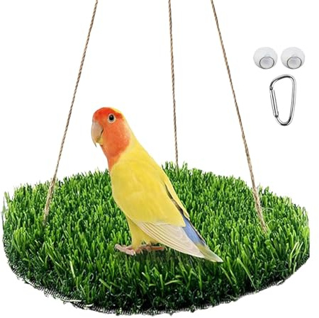 Bird Swing Toy Bird Hammock Bed Bird Foraging Toys Hanging Parrot Swing Bird Grass Foraging Mat, Bird Perch Stand Climbing Toy For Parakeets, Budgie, Conure, Cockatiel