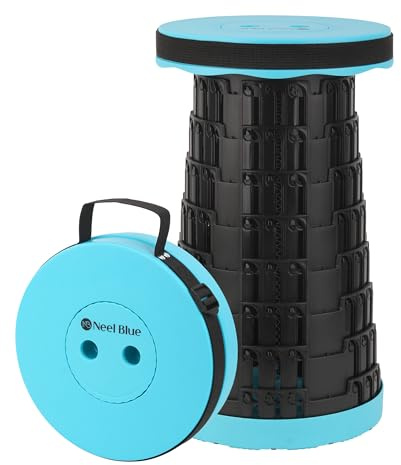 Trimming Shop Telescopic Folding Stool Adjustable Portable Seat - Blue