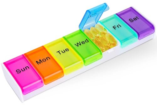 Alyvisun Pilulier Semainier, Pilulier Voyage, Boite a Medicament 7 Jours Pilulier, Pilulier Semainier 7 Jours Boite a Pilule 1 Fois par Jour Pill Box pour Voyage, Blanc