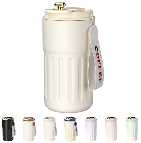 Homealexa Kaffeebecher Thermosflaschen 410ml 316 Edelstahl Travel Mug Isolierter Vakuum Thermobecher auslaufsicher Reisebecher mit Deckel für Kaffee