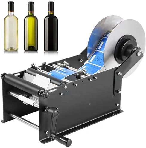 HNBYManuell rund etikettmaskin, justerbar halvautomatisk etikettapplikator, 15–30 st./min rund flasketikettapplikator, etikettmaskin för flaskdiameter 15–120 mm