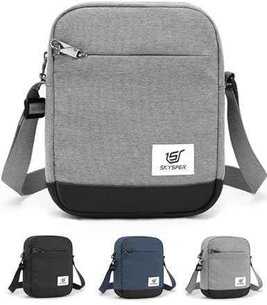 SKYSPER URBANX3 Bandolera Hombre Antirrobo - Bolso Portátil, Deportivo y para Viaje, Bolso Mensajero (Gris)
