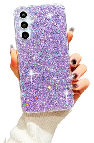 SEHEYA Hülle Kompatibel mit Xiaomi Redmi 9A / Redmi 9AT Glitzer Pailletten Handyhülle Transparent Silikon Case Weiche TPU Klar TPU Bumper Ultra Dünn Schutzhülle Cover, Lila