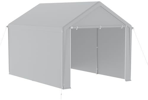 HENGMEI Grande tente de garage - Auvent de voiture - Tente de rangement - Résistante aux UV - Étanche - Avec fenêtre enroulable - 3 x 4 m - Gris