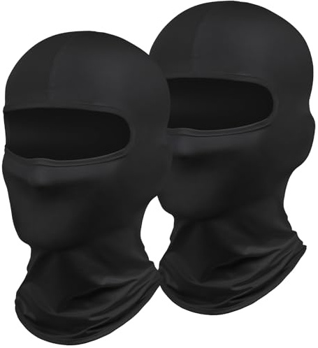 DiULi Passamontagna Unisex, 2 Pezzi Maschera da Sci, Balaclava Uomo Traspirante Elastico, Protettore UV per Moto Bici Ciclismo Sci-Nero