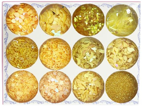 Glitter-12 Colors Festival Holographic Cosmetic Powder for Face, Body, Eye, Hair, Nail and DIY Art,Friendly Cosmetic(Yellow)