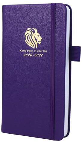 Terminplaner 2026-2027 - 18 Monate Terminplaner von Januar 2026 bis Jun.2027 Mitte Jahr, A6 Pocket Wochenansicht, Wochen- & Monatsplaner mit Ledereinband, Stiftschlaufe (Lila)