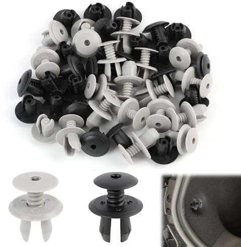 50pcs Clips de Garniture Panneau – Rivets Plastiques de Fixation pour Voiture, Remplacement Compatible avec 701867299 pour VW T4 T5 – Accessoires de Garniture en Noir et Gris，rivet clips