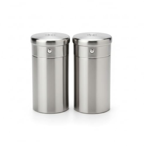 Stainless Steel Salt and Pepper Shaker Set 2pc | Refillable Metal Spice Dispensers | 304 Food Grade | Rustproof Brushed Finish | Kitchen BBQ Camping Dining | Housewarming Gift