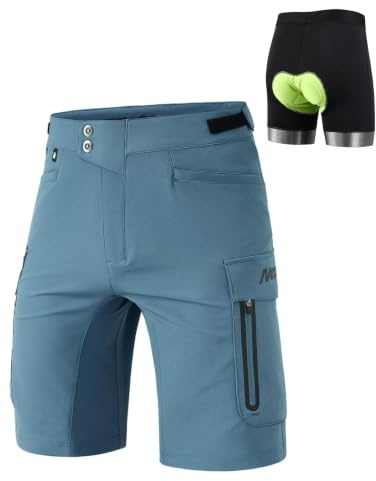 Nepest Mountain Bike Shorts for Men 4D Padded Cycling Shorts Dusty Blue,L