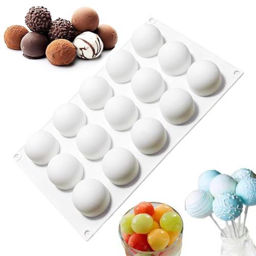15 Holes Sphere Silicone Mold, Chocolate Mould Ball, Round Mousse Molds, Sphere Candy Moulds, Desserts Baking Mould, for Candy Chocolate Jelly
