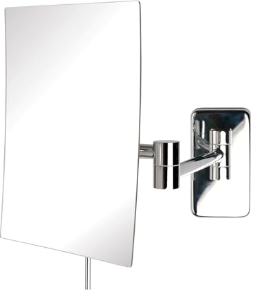 JERDON Wall Mount Makeup Mirror with 5X Magnification - 8.75” x 6.5” Rectangular Mirror Extends 14” – Chrome Finish – Model JRT695C