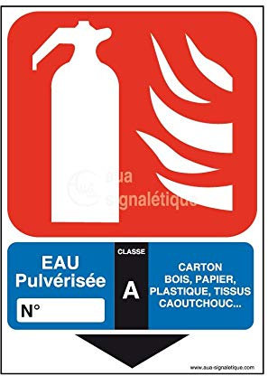 AUA SIGNALETIQUE - Panneau Extincteur Classe Eau A - 150x105 mm, Aluminium Dibond 3mm