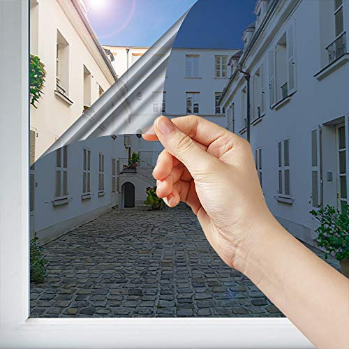 Pellicola a Specchio Adesiva per la Privacy per Finestre e Vetri di Dimensioni Inferiori a 1,2 Metri Quadri, Blu Notte - Trasmissione della Luce del 10%, Larghezza 1,52 m, in Rotolo