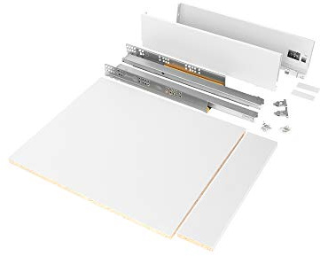 EMUCA - Kit de cajón para Cocina o baño con tableros incluidos y guias de extracción Total con Cierre Suave, Altura 93 mm para módulo 450 mm y Profundidad 500 mm, Blanco