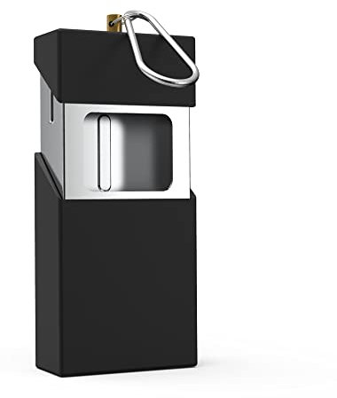 Zigaretten Taschenascher Taschenaschenbecher Geruchsdicht, Mini Aschenbecher für unterwegs, Reise Ascher mit Deckel & Groß Kapazität, Aschenbecher to go Edelstahl Schwarz