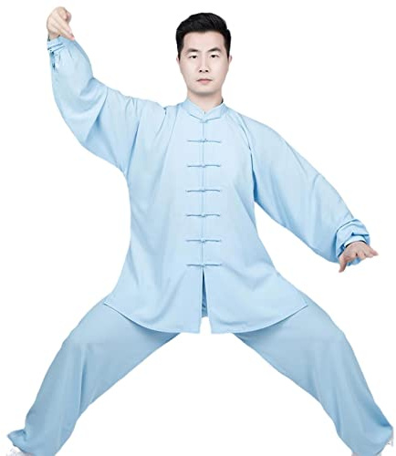 ZEDDG Traditionelle Chinesische kung fu anzug Kampfkunst Uniform damen Herren Tai Chi Wing Chun Kleidung,Blue-XXXXL