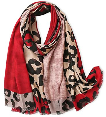 LumiSyne Bufanda Con Estampado De Leopardo Para Mujer Estampado Animal Moda Algodón Lino Pañuelo Con Borlas Largo Grande Fulares Ligero Cálido Chal Estola