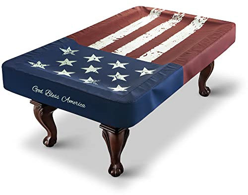 BEARCOVER Pool Table Cover, Waterproof Indoor/Outdoor Heavy Leatherette Pool Table Accessories, Billiards Accessories for Protecting Felt, 7/8/9 Feet Fitted Billiard Covers Red & Blue(7FT/OG)
