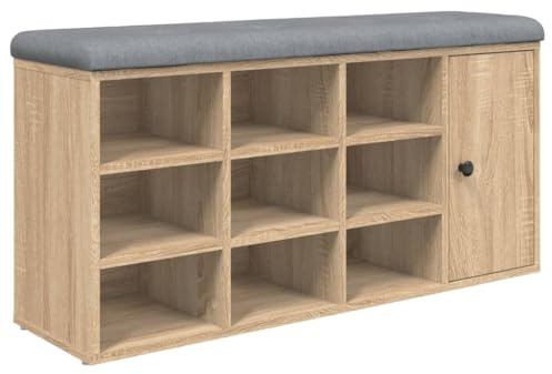 vidaXL Banc à Chaussures, Banquette de Rangement avec Siège, Meuble à Chaussures avec Coussin, Moderne, Chêne Sonoma 102x32x50 cm Bois d'Ingénierie
