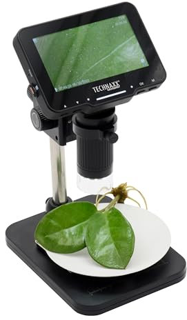 Technaxx Digitalmikroskop Pro TX-277-50-fache Vergrößerung, 4,3-Zoll-IPS-Display, Verstellbarer Winkel & Halterung, 8 LED-Beleuchtung, Foto-/Videoaufnahme, MicroSD- & PC-Konnektivität
