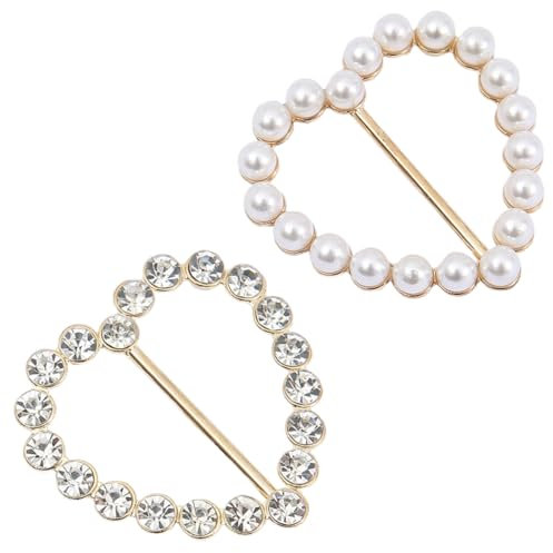 JEYORZY 2 Stück T Shirt Clip Schnalle Schal Ringe Broschen Schalring Clip Gürtelschnallen Damen Legierung Schal Clips, Schleppennadel für Brautkleid, Kleider Clip, Pin Anstecker