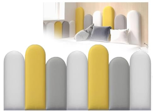 Cuscino Da Parete Autoadesivo, Pannelli Staccabili E Incollabili For La Casa, Spessore 3,8 Cm, Pannello Da Parete For Testiera Stereo, 3 Pezzi/6 Pezzi/9 Pezzi/12 Pezzi, For Camere Da Letto(White Yello