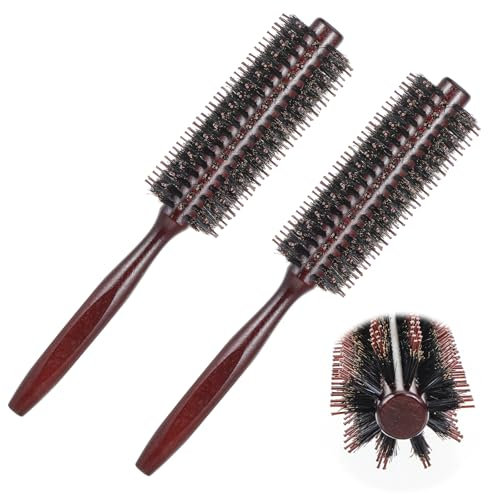 Oruola 2 Stück Runde Haarbürste zum Trocknen,Rundbürste Wildschweinborsten,Rundhaarbürste,Boar Bristle Brush für Damen,Runde Haarbürsten für Frauen zum Volumenisieren