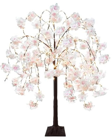 Arbre de cerisier en fleurs avec lumières LED, arbre lumineux artificiel avec 8 modes d'éclairage, arbre rose lumineux avec fausses fleurs for Noël, fête de mariage, décoration intérieure et extérieur