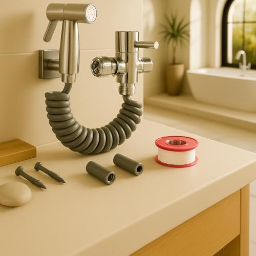 kit douchette wc Acier Inoxydable SUS304, avec Vanne 3 voies, tuyau, flexible de douche, douche salle de bain, parfait pour Hygiène personnelle, accessoires wc