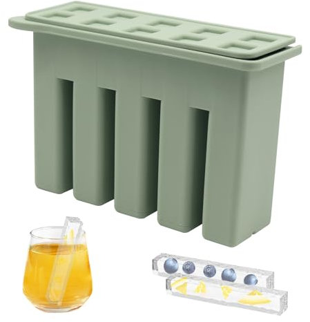 Horuili® Stampo per cubetti di ghiaccio in silicone, stampo per cubetti di ghiaccio lunghi con coperchio, stampo per cubetti di ghiaccio lunghi per bottiglie, per bevande cocktail whisky