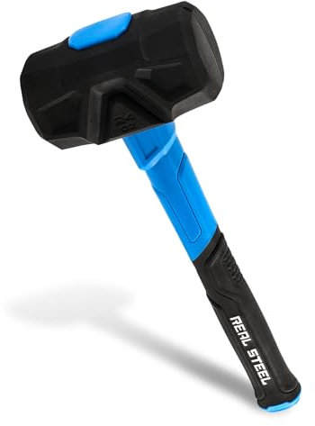 Real Steel Rubber Mallet Hammer 24OZ Black Rubber Hammer with Solid Head, Double-faced Mallets for Flooring, Woodworking, Camping, Automotive 0326