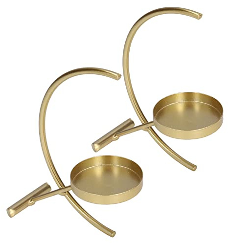 Respicefinem 2pcs Candelas de Oro de Hierro Resistente Duradero con un Estilo Elegante Simple para Aplicaciones amplias como la Cena de la luz de Las Velas de cumpleaños y más
