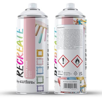 RECREATE Blush Pink Gloss Spray Paint for Wood, Metal, Plastic | Quick Drying, Smooth, Durable, Easy-to-Apply | Suitable for Indoor/Outdoor | For Furniture, Craft, Doors, Ornaments, Pots, Frames