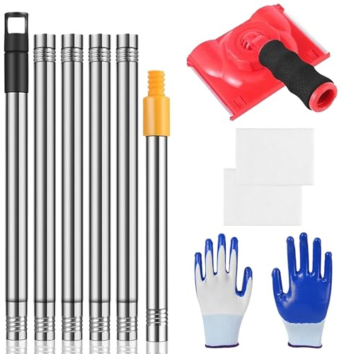 GoaePode Strumento bordatore con manico piatto per decorare pittura pad con estensione da 180 cm, pennello per bordi estensibile, per pareti e soffitti, kit di strumenti per il taglio della vernice in