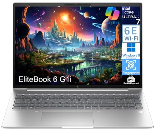HP EliteBook 6 G1i Laptop Computer with Intel Ultra 7 255U, for Home Office Business, Lifetime Office 365, (16GB DDR5, 512GB SSD), Backlit Keyboard, Thunderbolt 4, WiFi 6E, Windows 11 Pro, Pale Silver