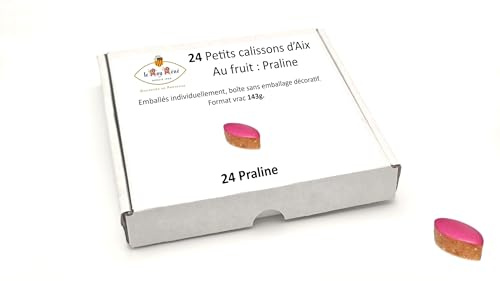 LE ROY RENÉ Epicerie Fine - Petits Calissons d’Aix emballés individuellement. Boite carrée sans emballage décoratif, format vrac - Saveur : (24 Praline : 143g)