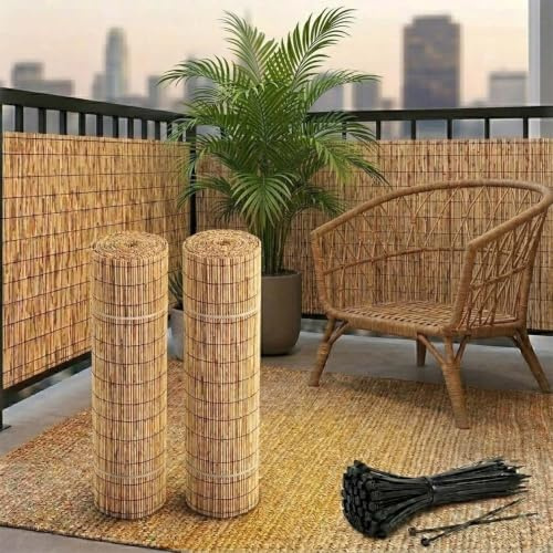 Générique Canisse en Roseau Naturel Brise Vue pour Balcon Jardin et Terrasse Cache Vue Balcon 100x500cm Pare Vue, Rouleau Occultant Palissade Extérieur Pare Vue et Pare-Soleil Décoratif Style Bambou