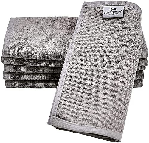 Carenesse 6er Gesichts Kompressen 22 x 70 cm grau I Innovative Kosmetiktücher mit Perfekter Passform: Premium Studioqualität 100% Baumwolle Öko-Tex 100 I Hygienische & saugstarke Gesichtstücher