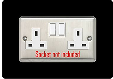 Double Socket Surround, Square Acrylic Back Panel Finger Plate, Decorative Frame for Neat and Tidy Finish, Colour:Black