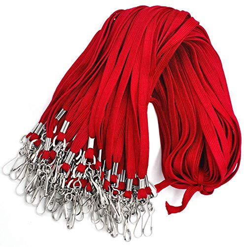 Bird Fiy Red Lanyard 100 Pack Bulk Badge Lanyards for ID Badges Neck Cruise Name Tag ID Holder