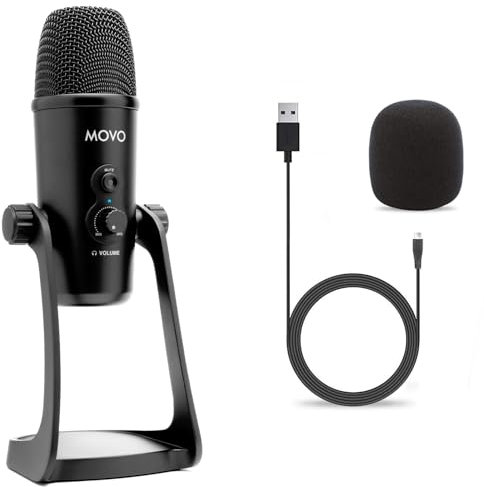 Movo UM700 Computer Condenser USB Gaming Mic with Adjustable Pickup Patterns - Microphone for PC, PS5, Podcasting, Streaming, ASMR