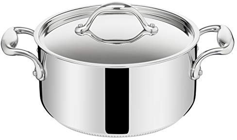 Lagostina Accademia Lagofusion Casseruola Fonda 2 Maniglie con Coperchio, Acciaio Inox 18/10 Ø 24 cm, Pentola Induzione, Gas e Forno, Finitura Lucida Esterna e Satinata Interna, Fondo 5 Strati