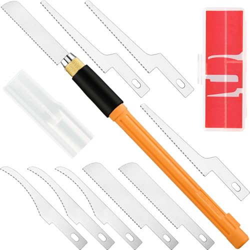 Honoson Mini Hand Saw Model Tools Small Hobby Saw Blades Kit with 9 Tiny Razor Hacksaw Blades for Miniatures, Modeling, DIY Crafts, Plastic Models, Wood (Yellow,Style 1)