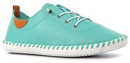 Lunar St Ives Leather Plimsoll for Summer 2022 * 6 UK Turquoise