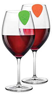 Winkee Rocks Lot de 8 marqueurs à verre pour médiators | Marqueurs en verre rock pour verres à boire | Marqueur sur le bord du verre | Cadeau pour musiciens pour un anniversaire, une fête, une