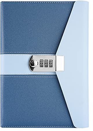 NectaRoy Carnet de Notes avec Serrure codé, Cahier de Journal Secret en Cuir PU, A5 Mot de Passe Journal de Voyage relié Bloc-Notes Quotidien avec Serrure à Combinaison, 22x15cm