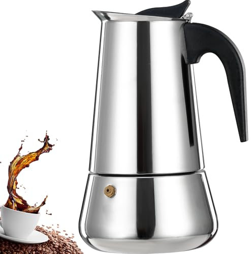 DITOSH 6 Tasse Stovetop Espresso Maker Stainless Steel Moka Pot Espresso Maker Percolator Italian Coffee Maker Capable Mocha Coffee Machine Cafe Classic Maker for Home et Camping 300ml 10oz