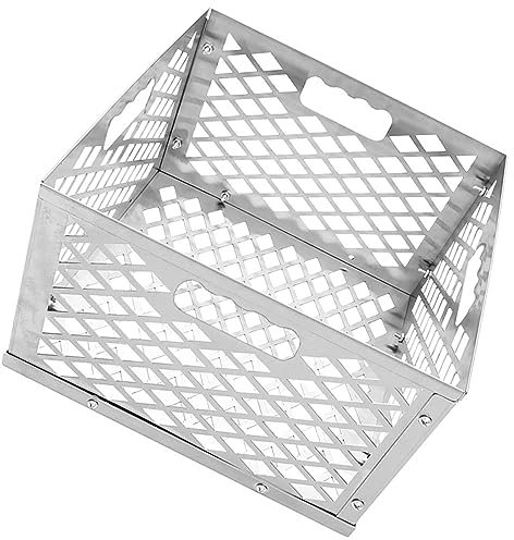 Angoily Feuerbehälter Für Holzkohle Grillkohlehalter Versetzter Räucherkorb Kohlekorb Aus Metall Aufbewahrungsbehälter Für Holzkohle Kohlebox Aus Edelstahl Zubehör Rostfreier Stahl Rauchig